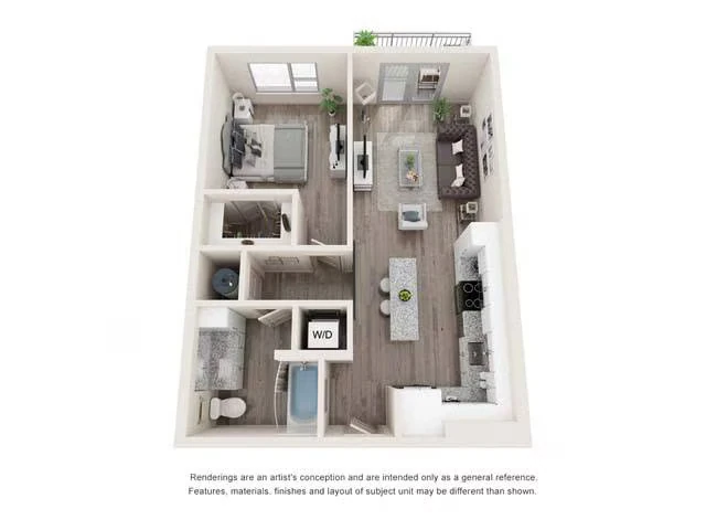 One-Bedroom (A2) 1307 floor plan